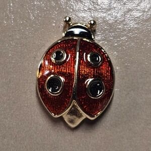 VTG Avon Ladybug Lapel Tac Pin Orange & Black Enamel‎ Gold Tone